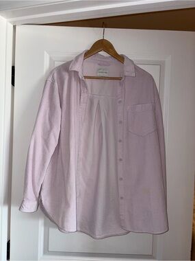 American Eagle Outfitters Light Pink Long-Sleeve Button-Down Shirt